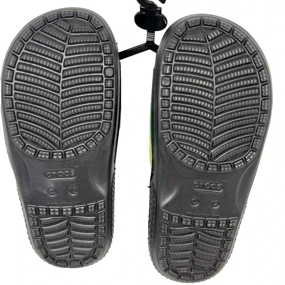 Crocs Classic Printed Slide K Kids Size 12 Black Tie Dye Rainbow Sandals NWT